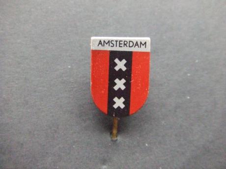 Amsterdam stadswapen rood-zwart, zilverkleuig